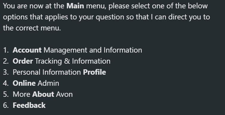 Anele Avon Bot Personal information profile