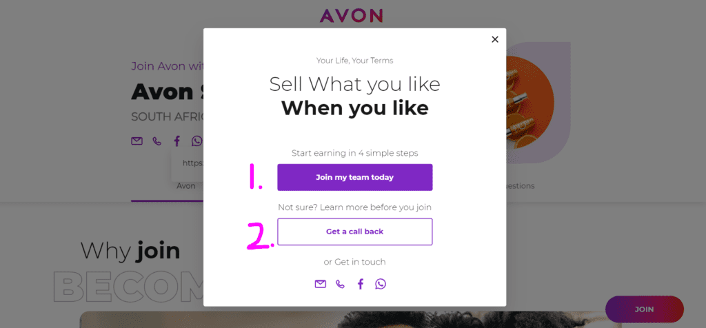 Sign up as an Avon rep